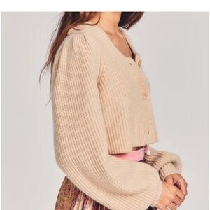 LoveShackFancy Branton Cashmere Cropped Cardigan in size M